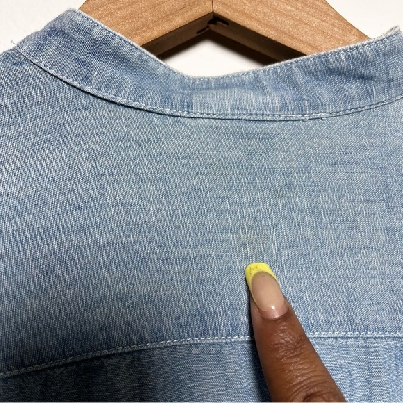 VTG Levi's Women Chambray Tunic Top Large Henley Popover Long Sleeve Coastal - Picture 11 of 12